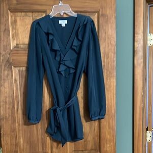 Elegant Teal Ruffle Blouse